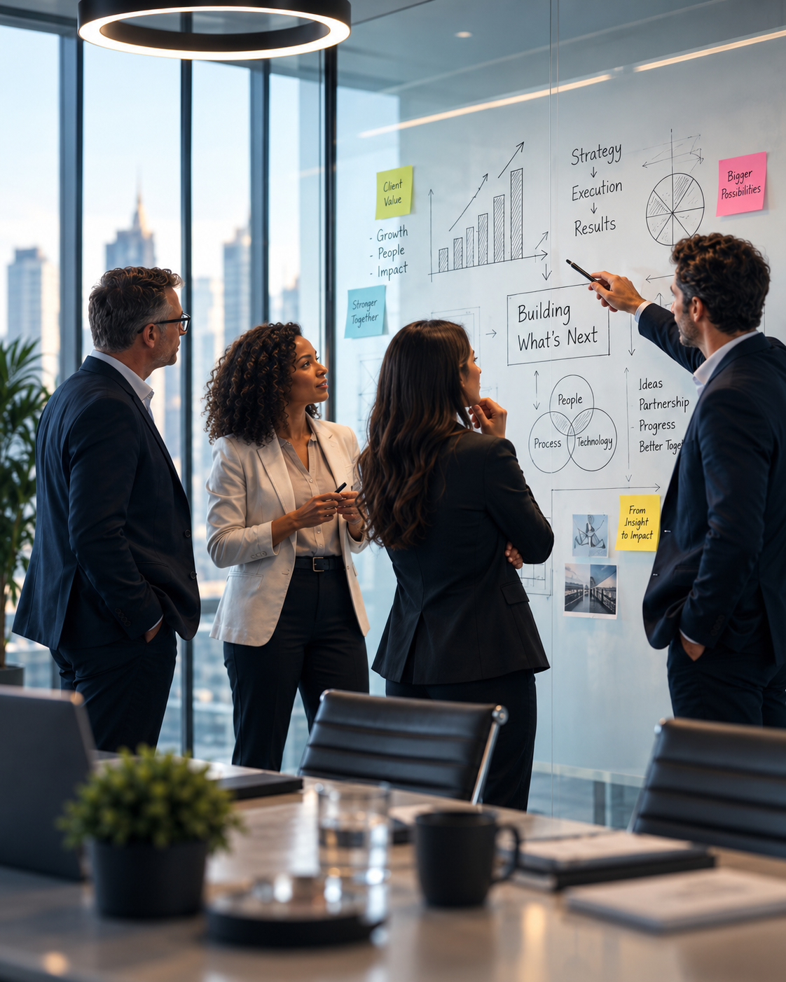 Business leaders building a strategy together