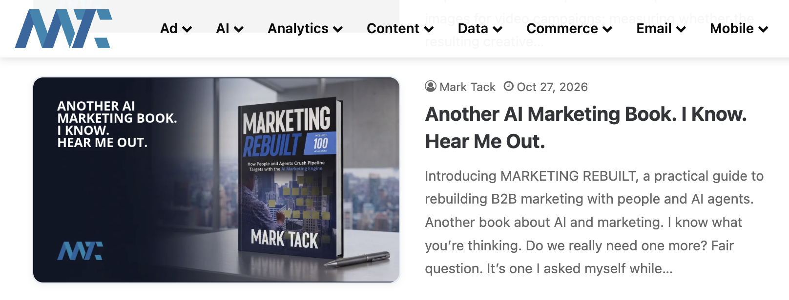 Martech Zone article: Another AI Marketing Book. I Know. Hear Me Out.