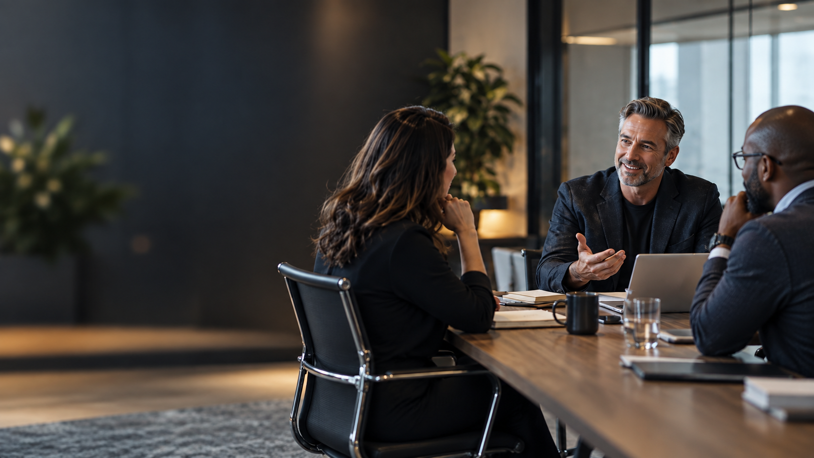A strategic marketing conversation around a conference table